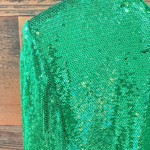Bardot Alessia Emerald Sequin Long Sleeve Mini Dress - Picture 3 of 16
